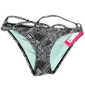 Xhilaration Bikini Bottoms Women S Black White New Tribal Strappy‎ Cheeky AF715B